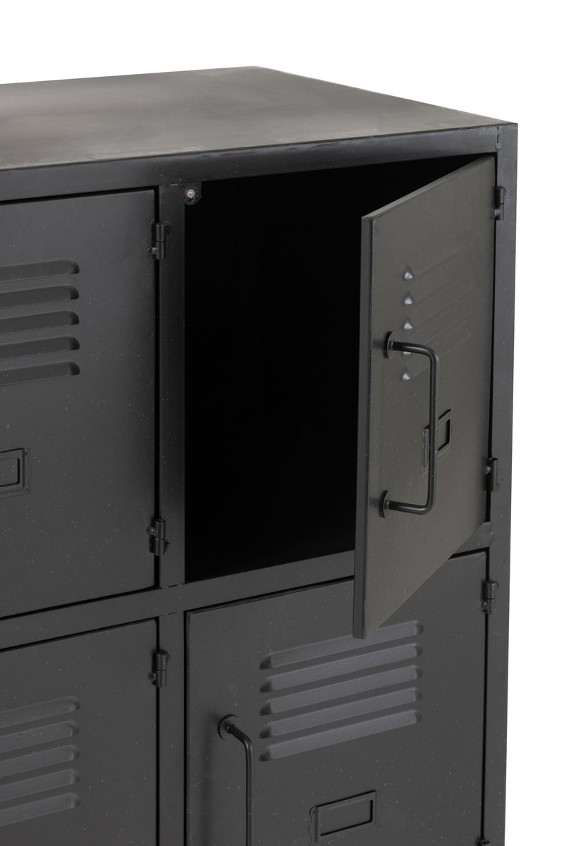 Modern 9-door black metal cabinet - storage space with an industrial flair