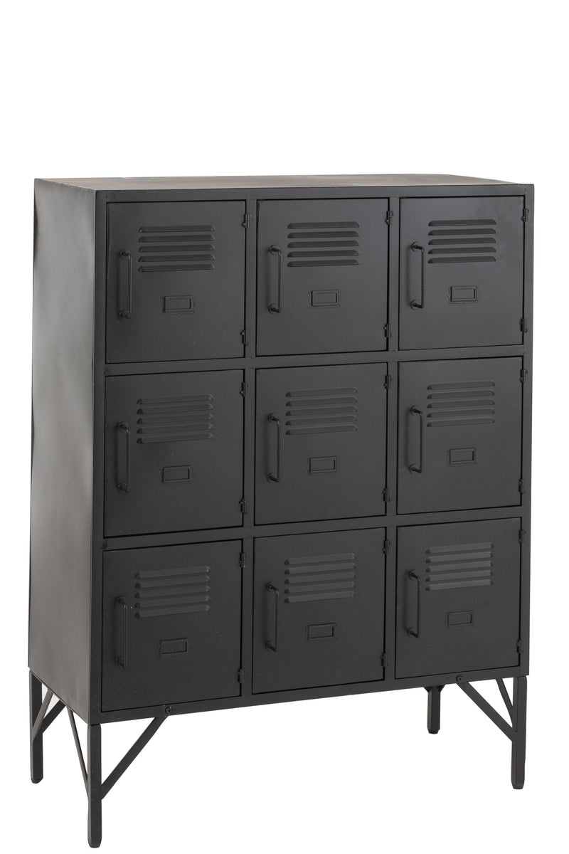 Modern 9-door black metal cabinet - storage space with an industrial flair