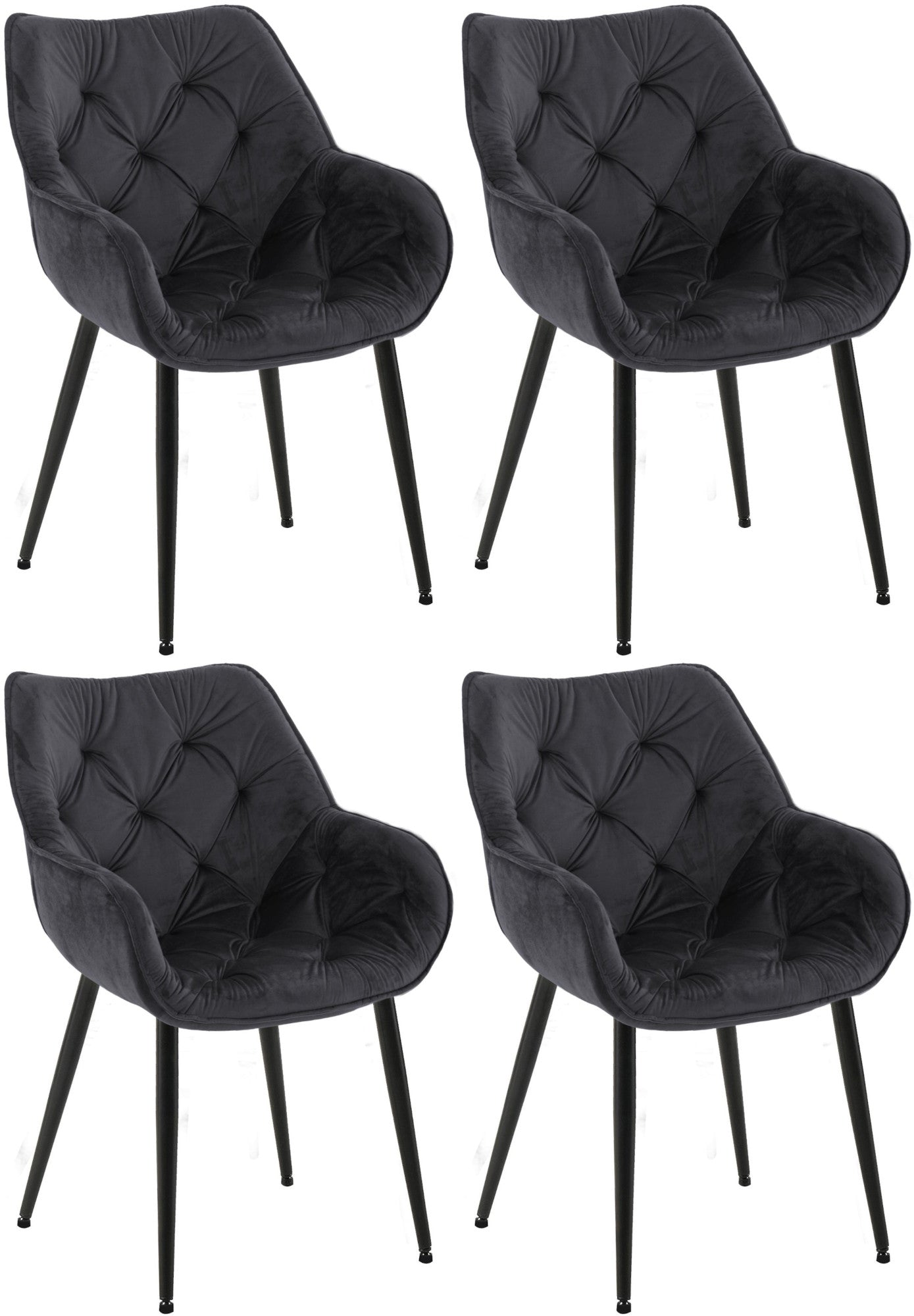 Set van 4 Tanna fluwelen stoelen