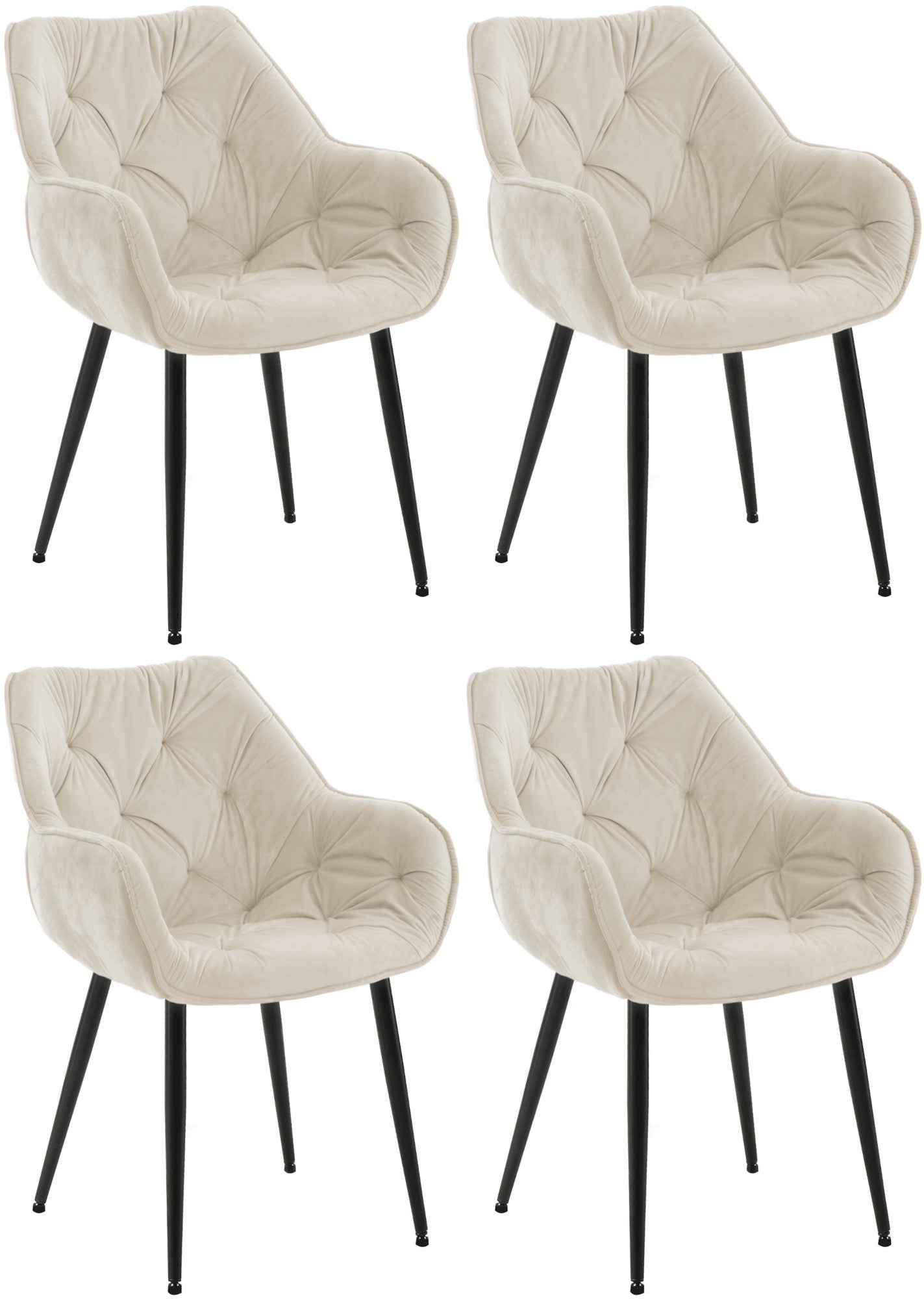 Set van 4 Tanna fluwelen stoelen
