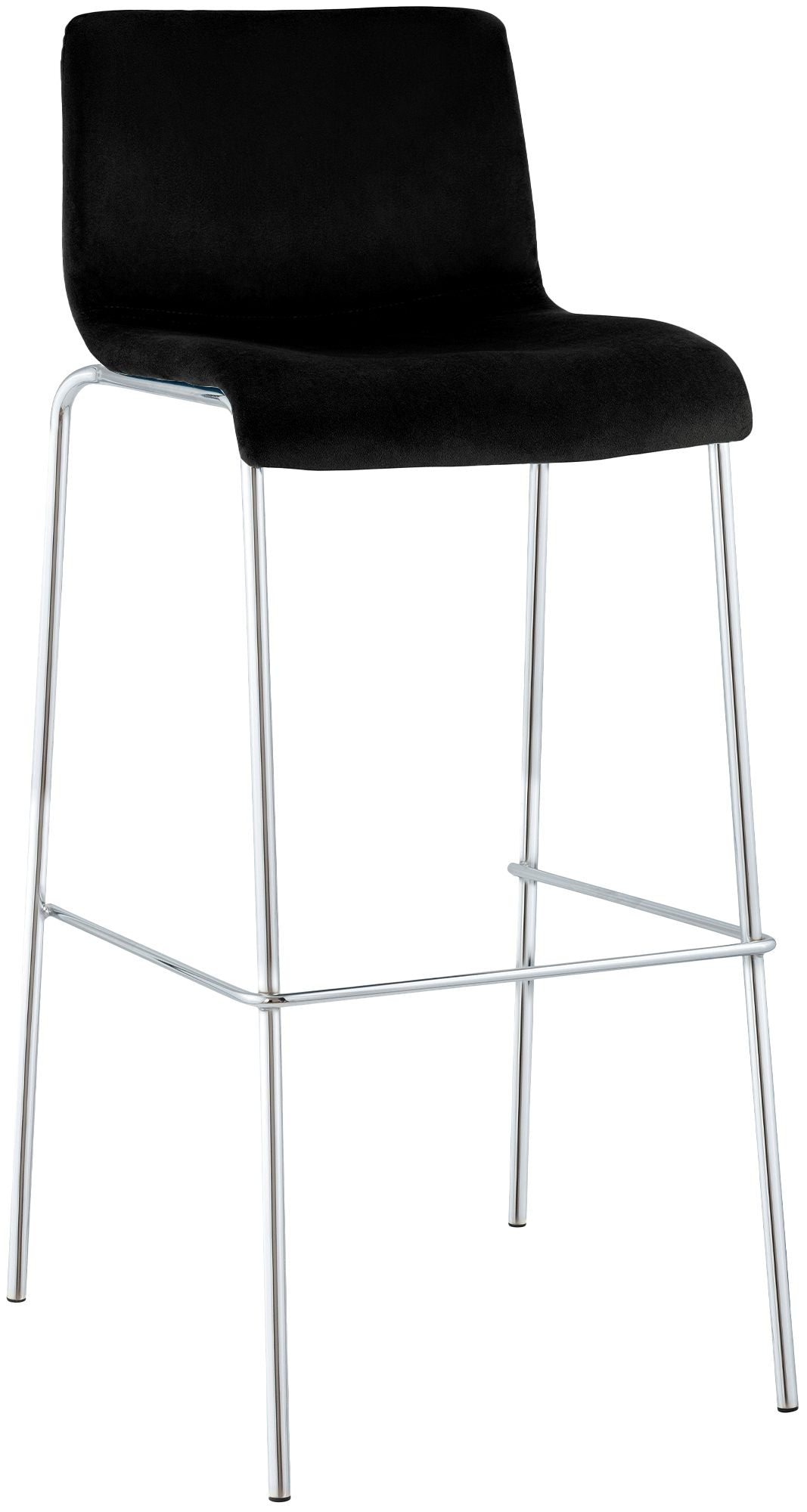 Hover bar stool, velvet, four-legged, chrome frame