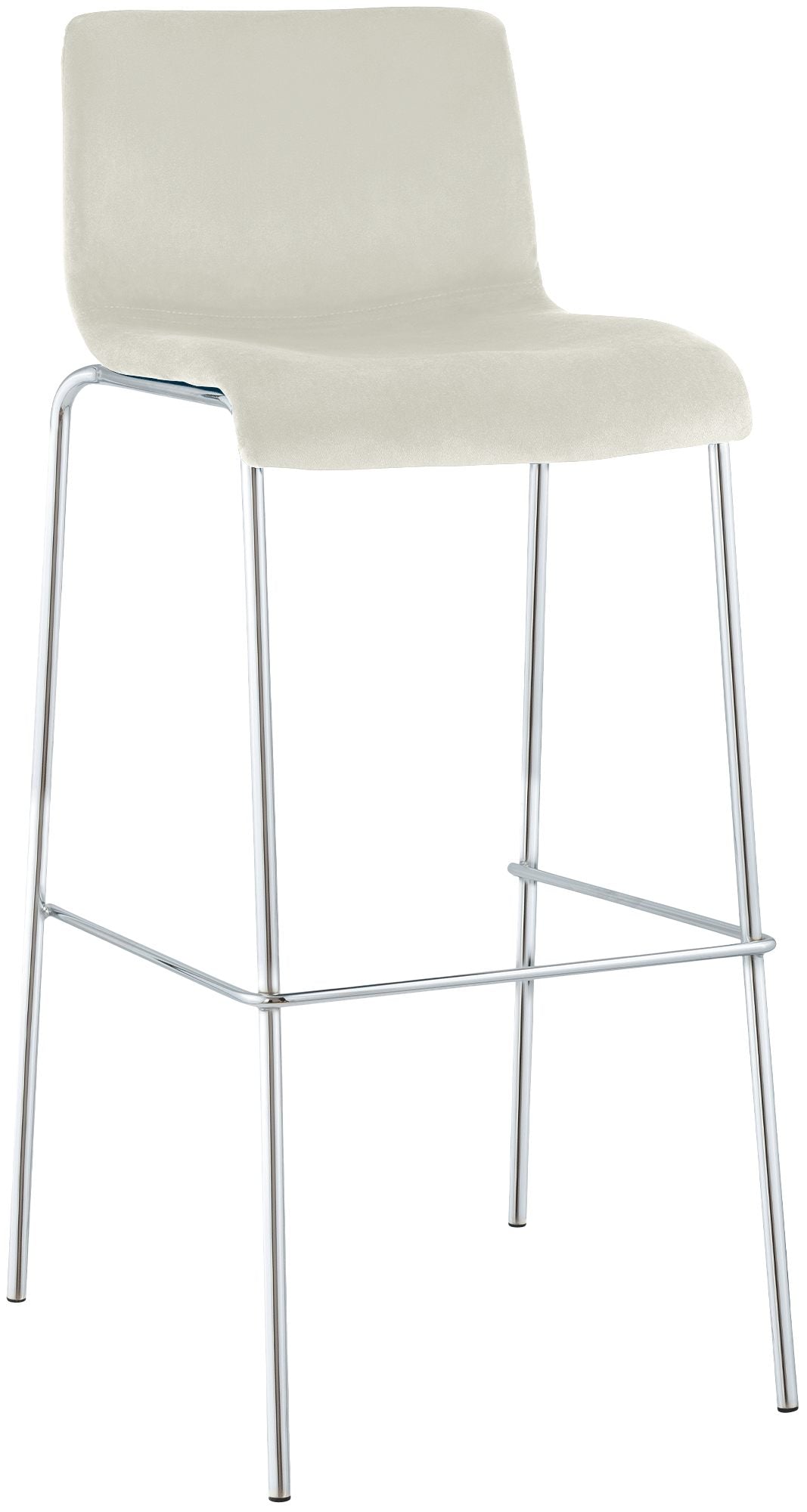Hover bar stool, velvet, four-legged, chrome frame