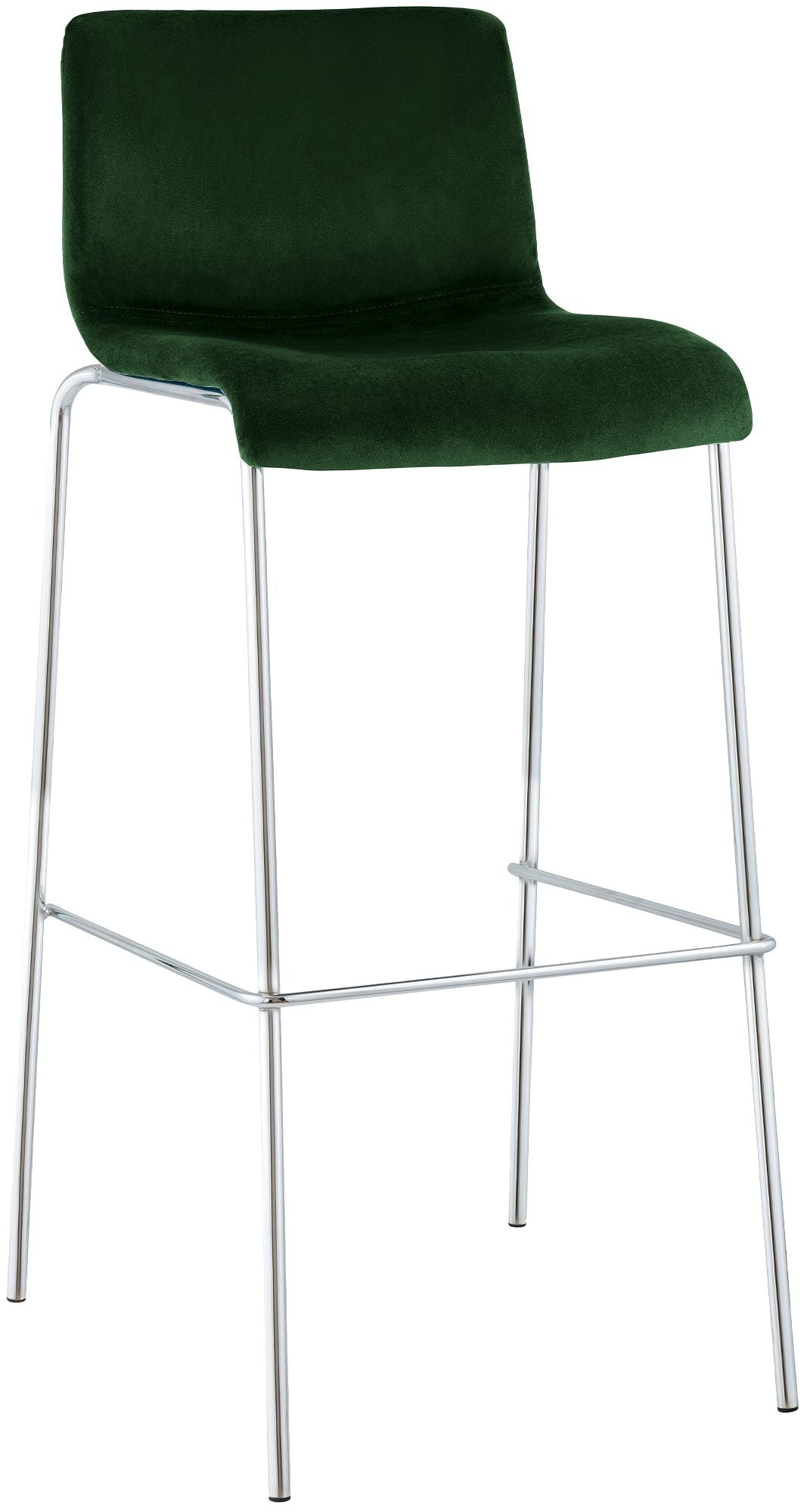 Hover bar stool, velvet, four-legged, chrome frame