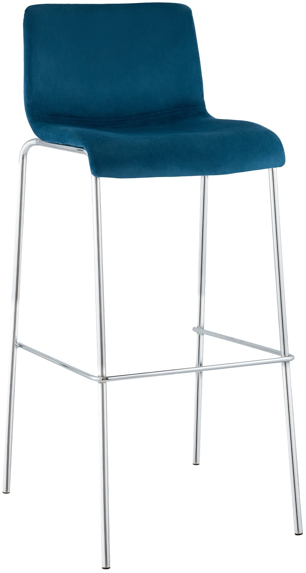 Hover bar stool, velvet, four-legged, chrome frame