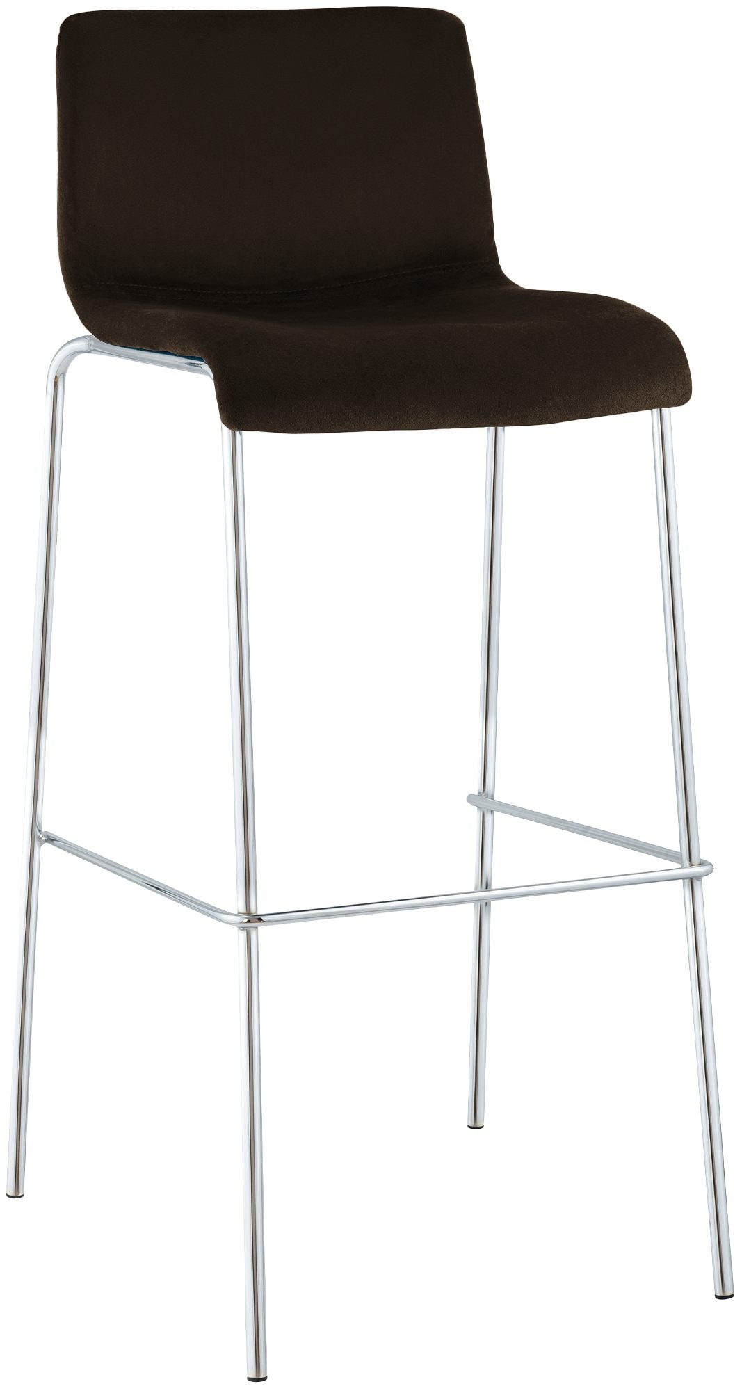 Hover bar stool, velvet, four-legged, chrome frame
