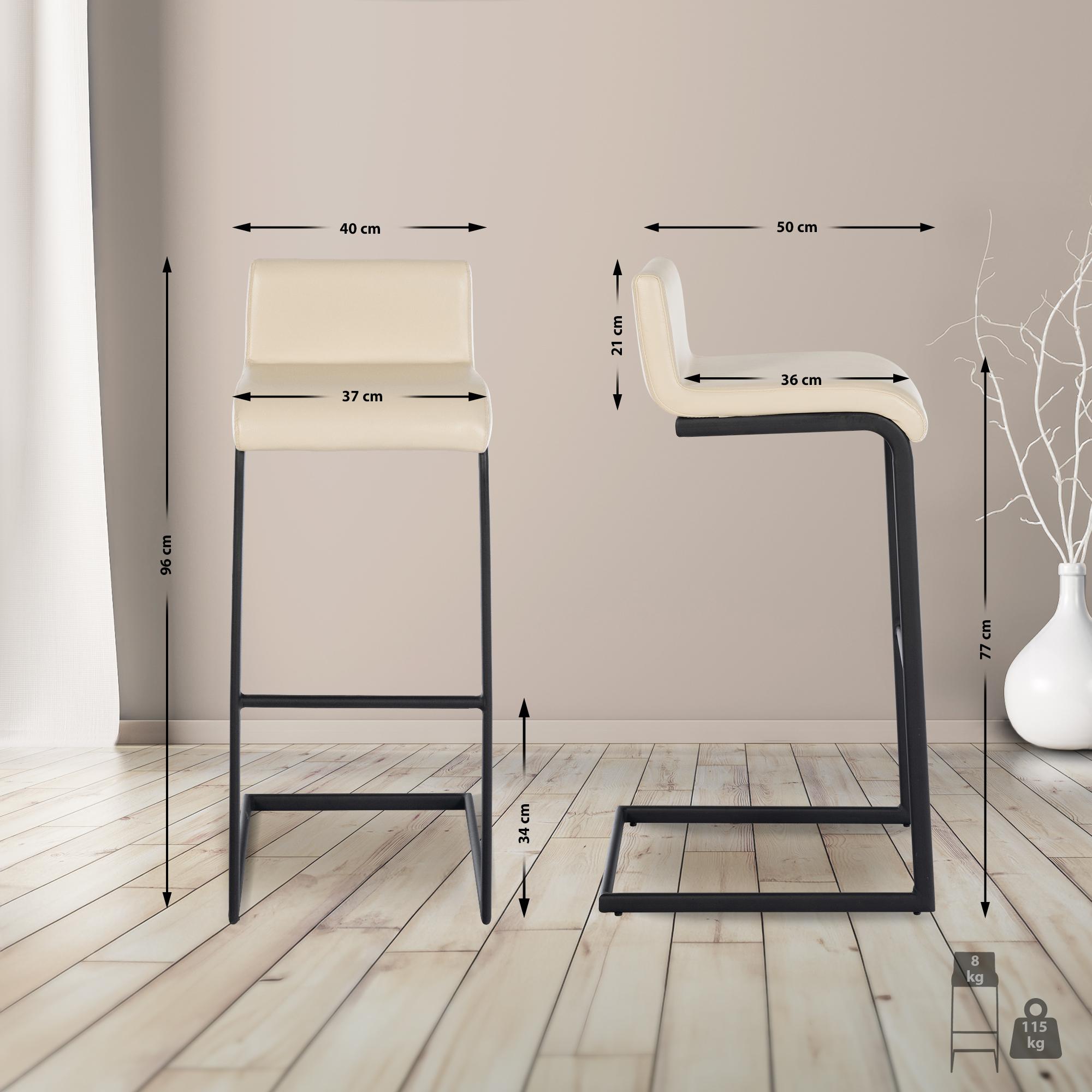 Barhocker Newport schwarzes Metallgestell 2er Set