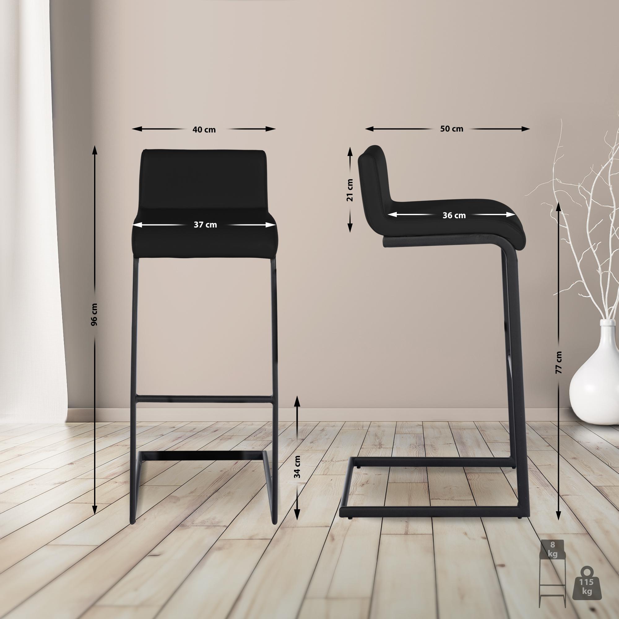 Set van 2 Newport barkrukken met zwart metalen frame