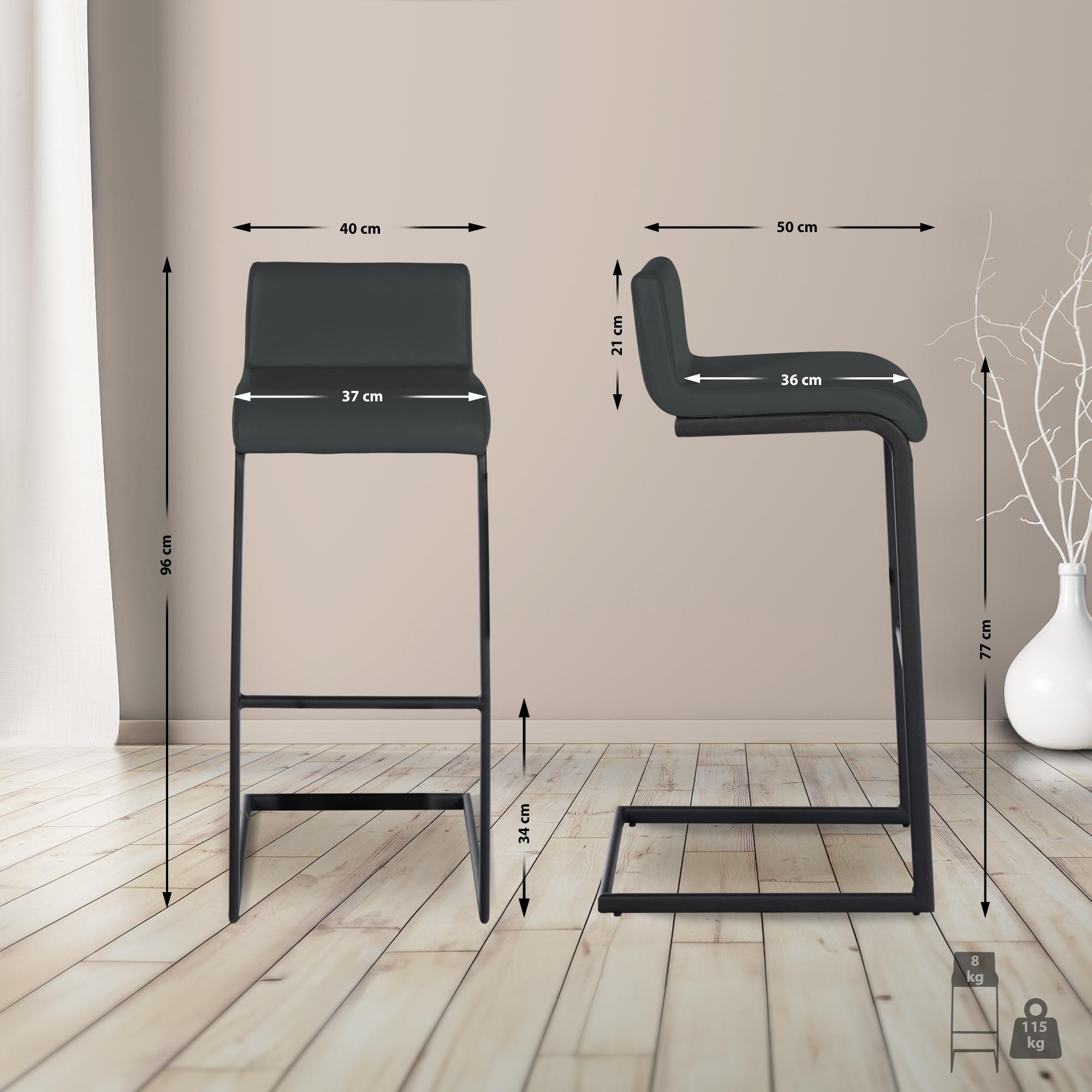 2er Set Barhocker Newport schwarzes Metallgestell