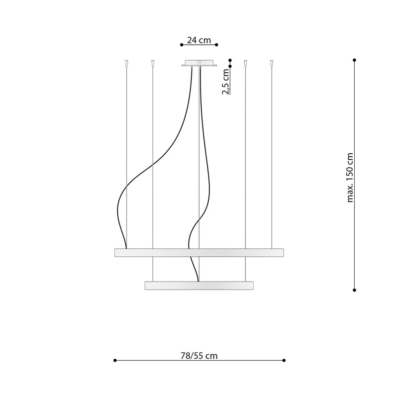 Kronleuchter RIO 2 55/78 weiß LED 3000K