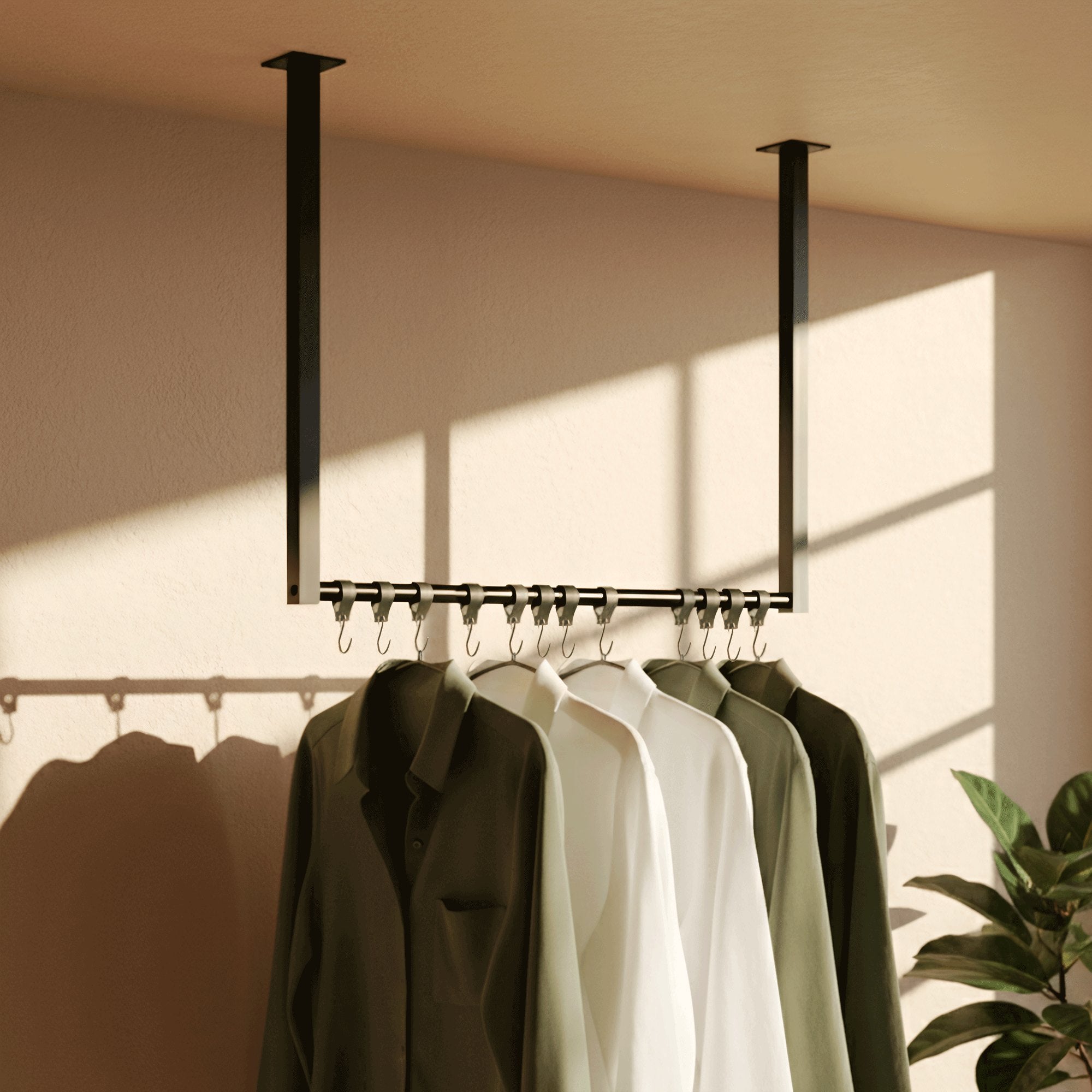 Fenton clothes rail with 12 coat hooks