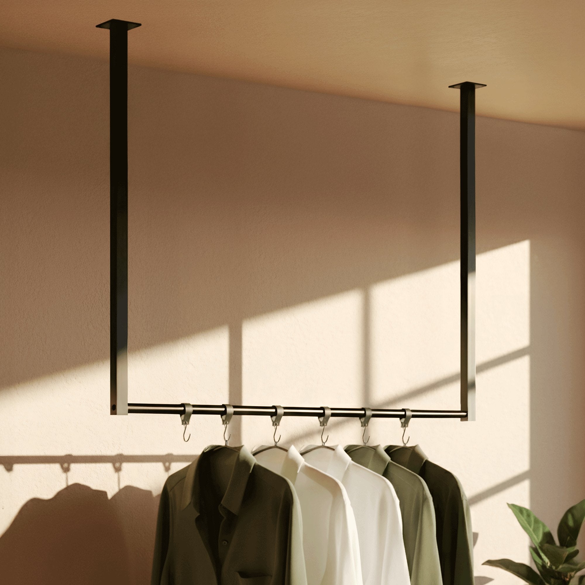 Fenton clothes rail with 6 coat hooks