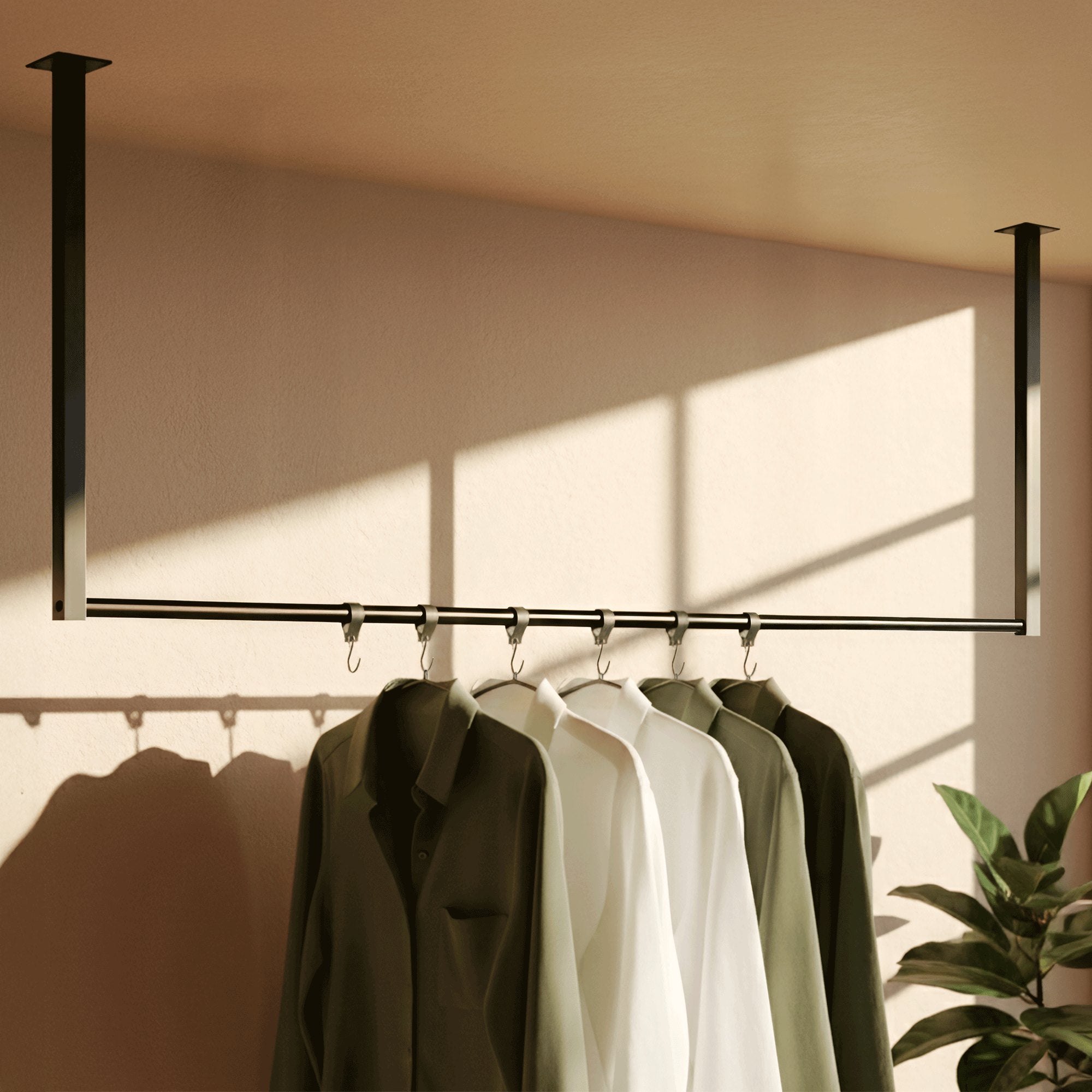 Fenton clothes rail with 6 coat hooks