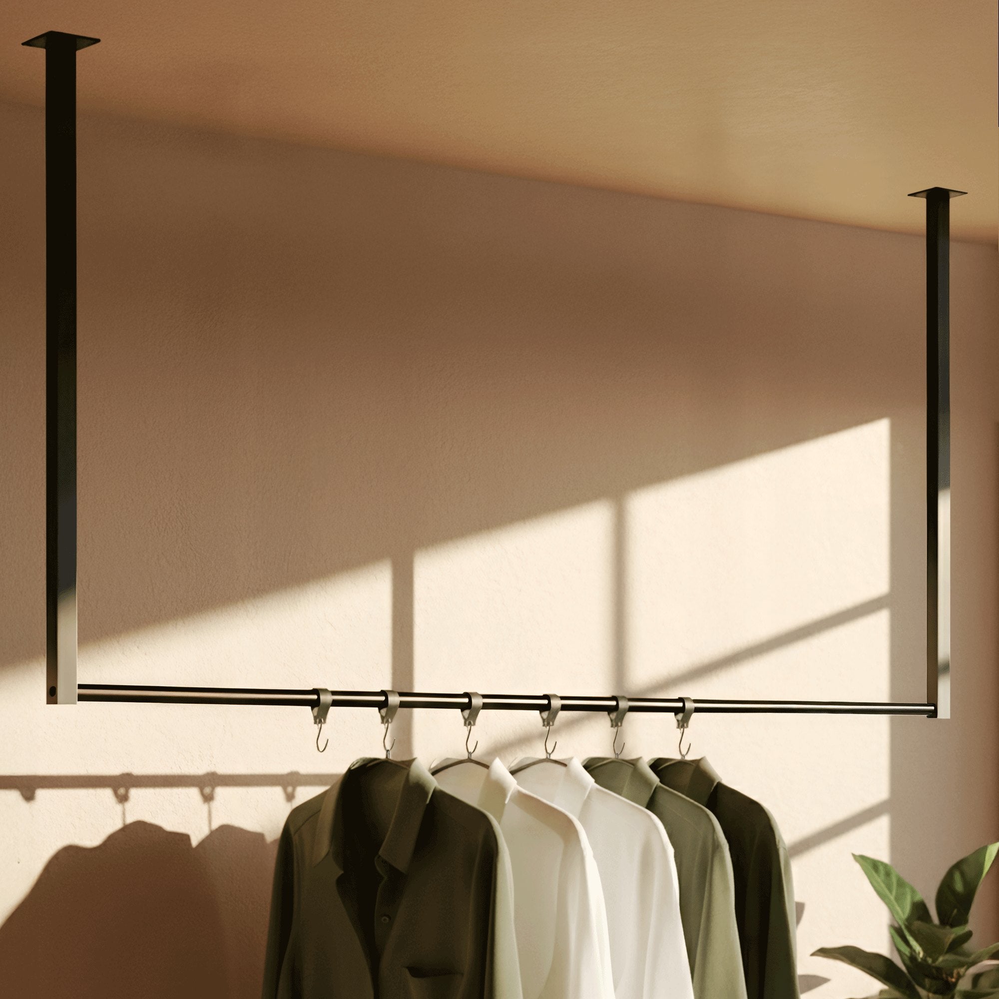Fenton clothes rail with 6 coat hooks