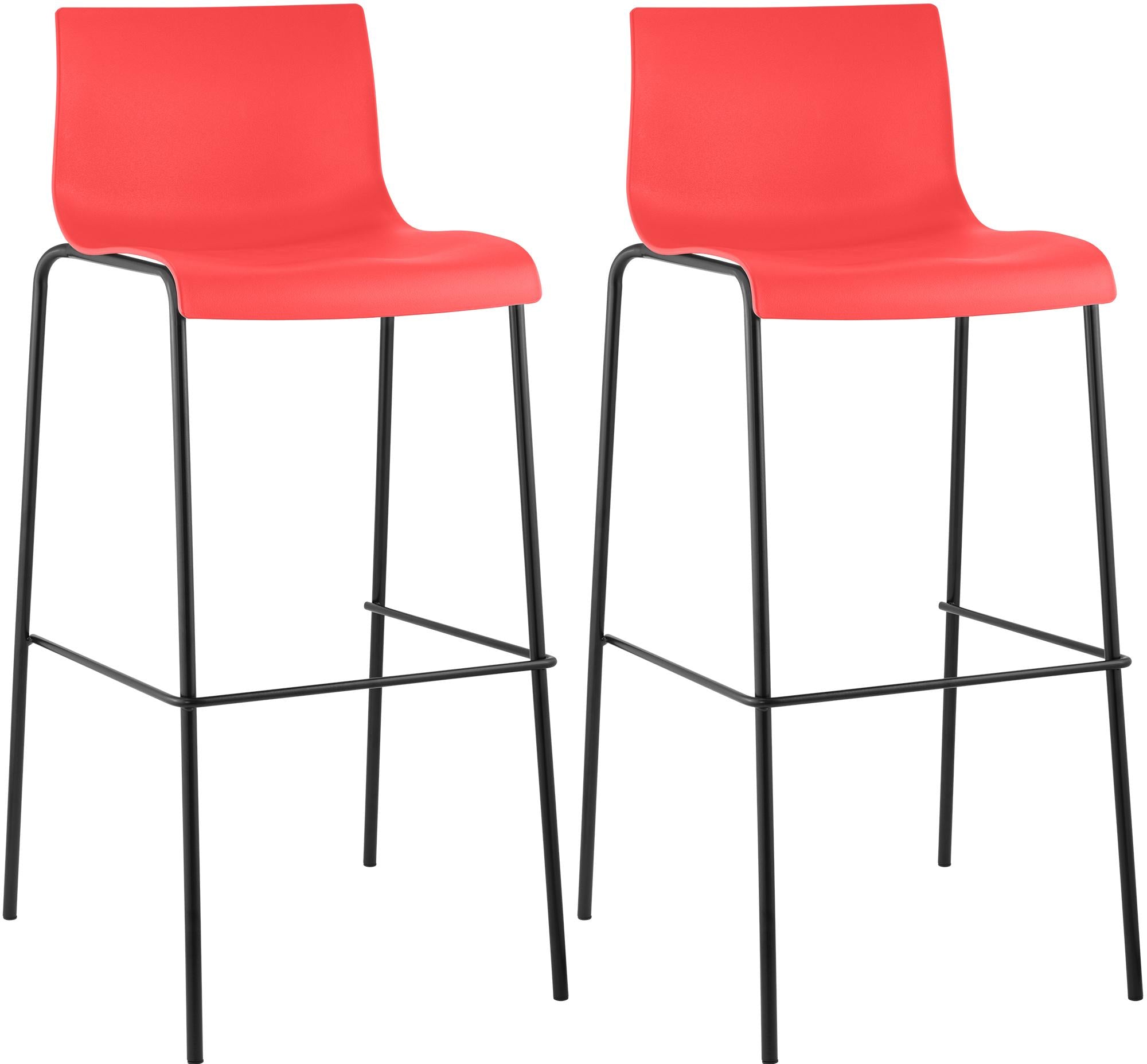 Set of 2 bar stools HOVER plastic 4-leg frame