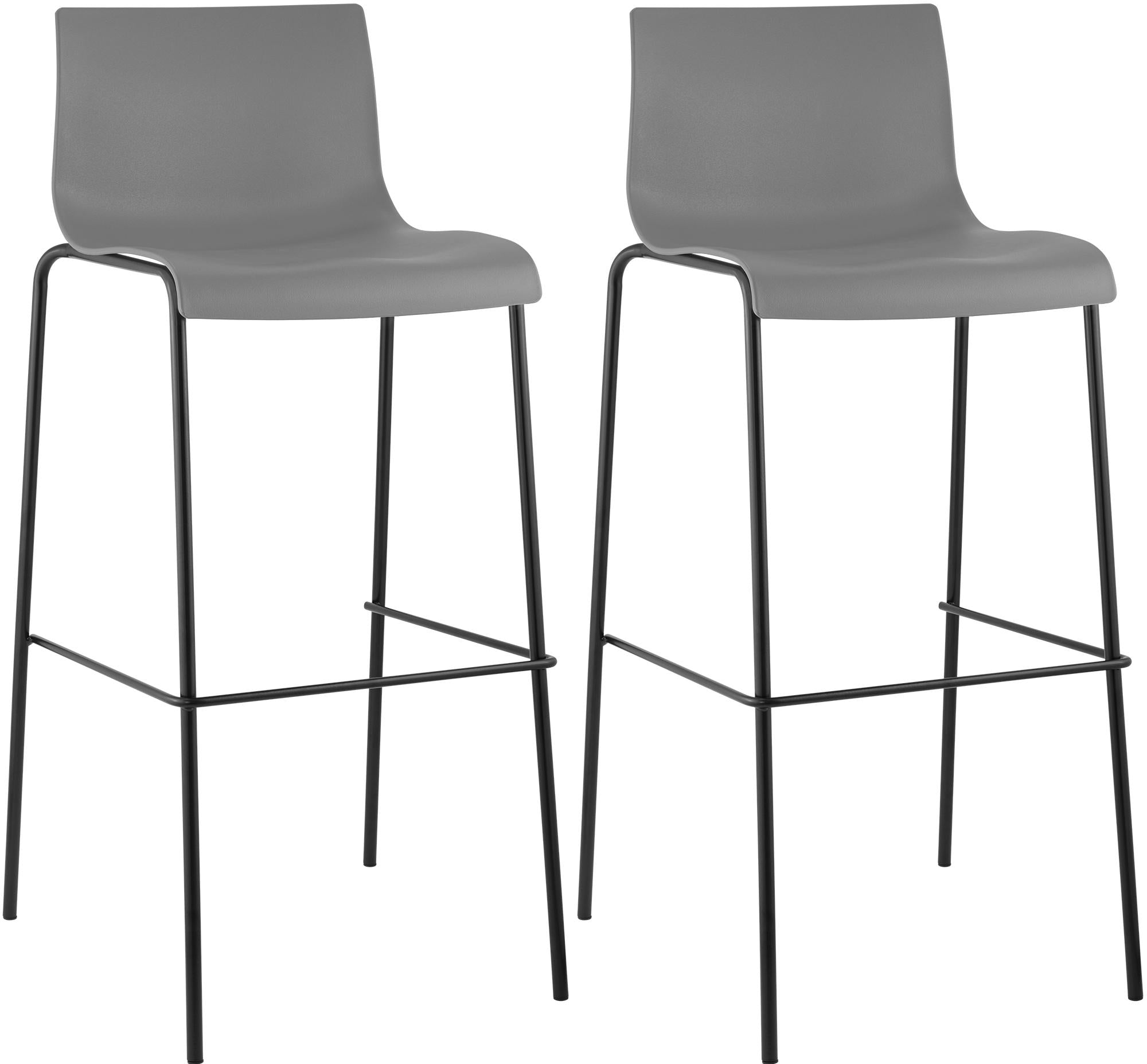 Set of 2 bar stools HOVER plastic 4-leg frame