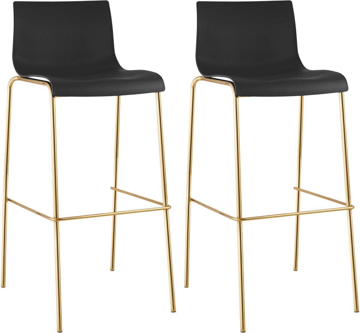Set of 2 Bar Stools Hover Plastic Four-Legged Base Gold