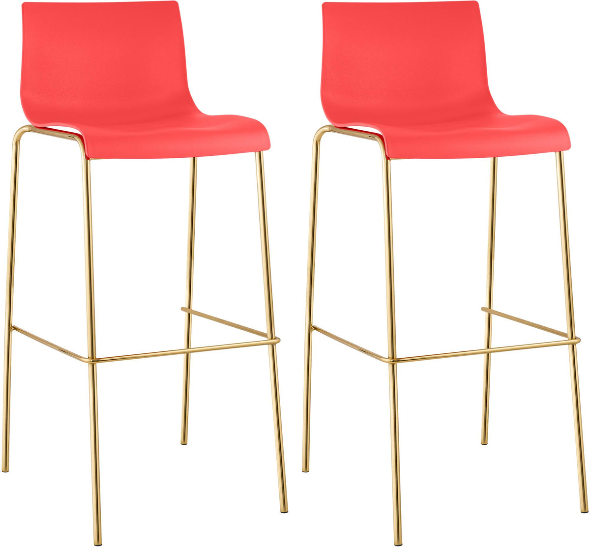 Set of 2 Bar Stools Hover Plastic Four-Legged Base Gold