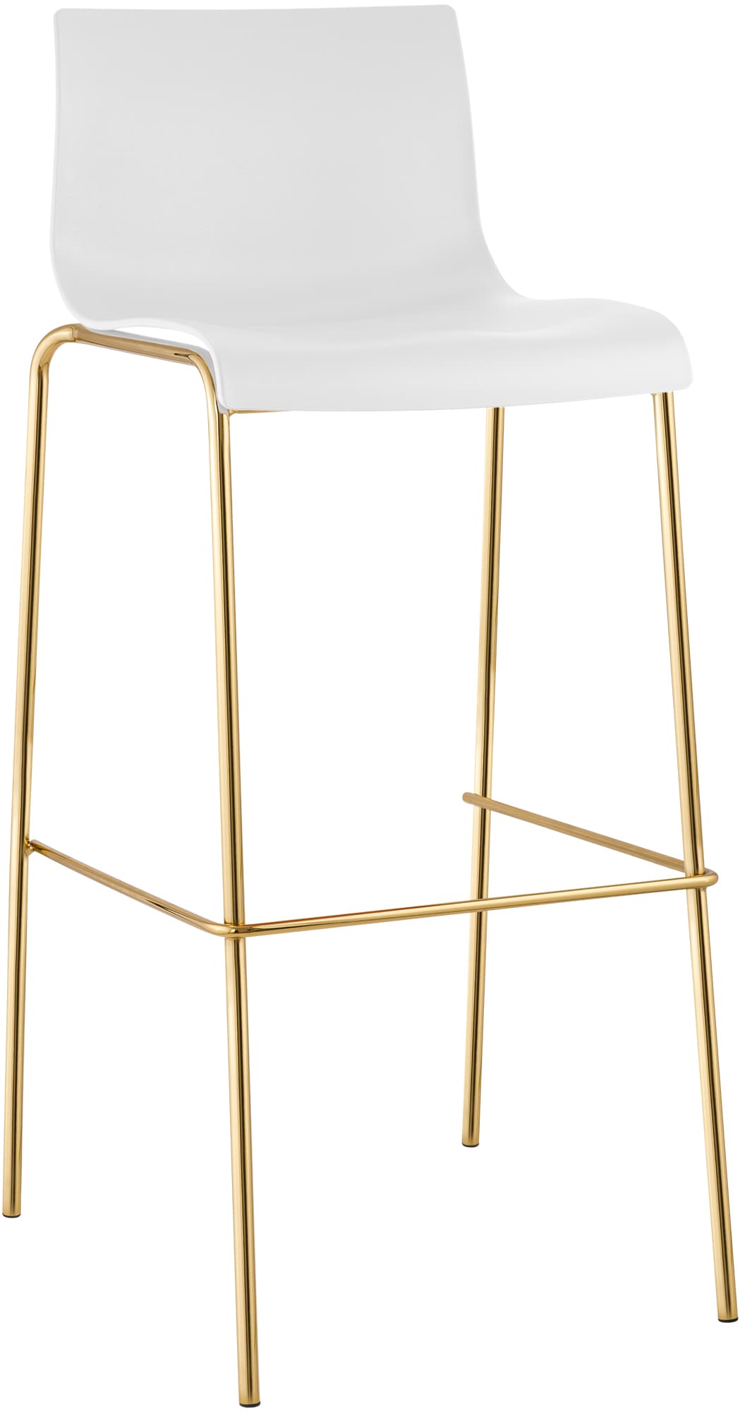 Hover bar stool, plastic, four-legged frame, gold
