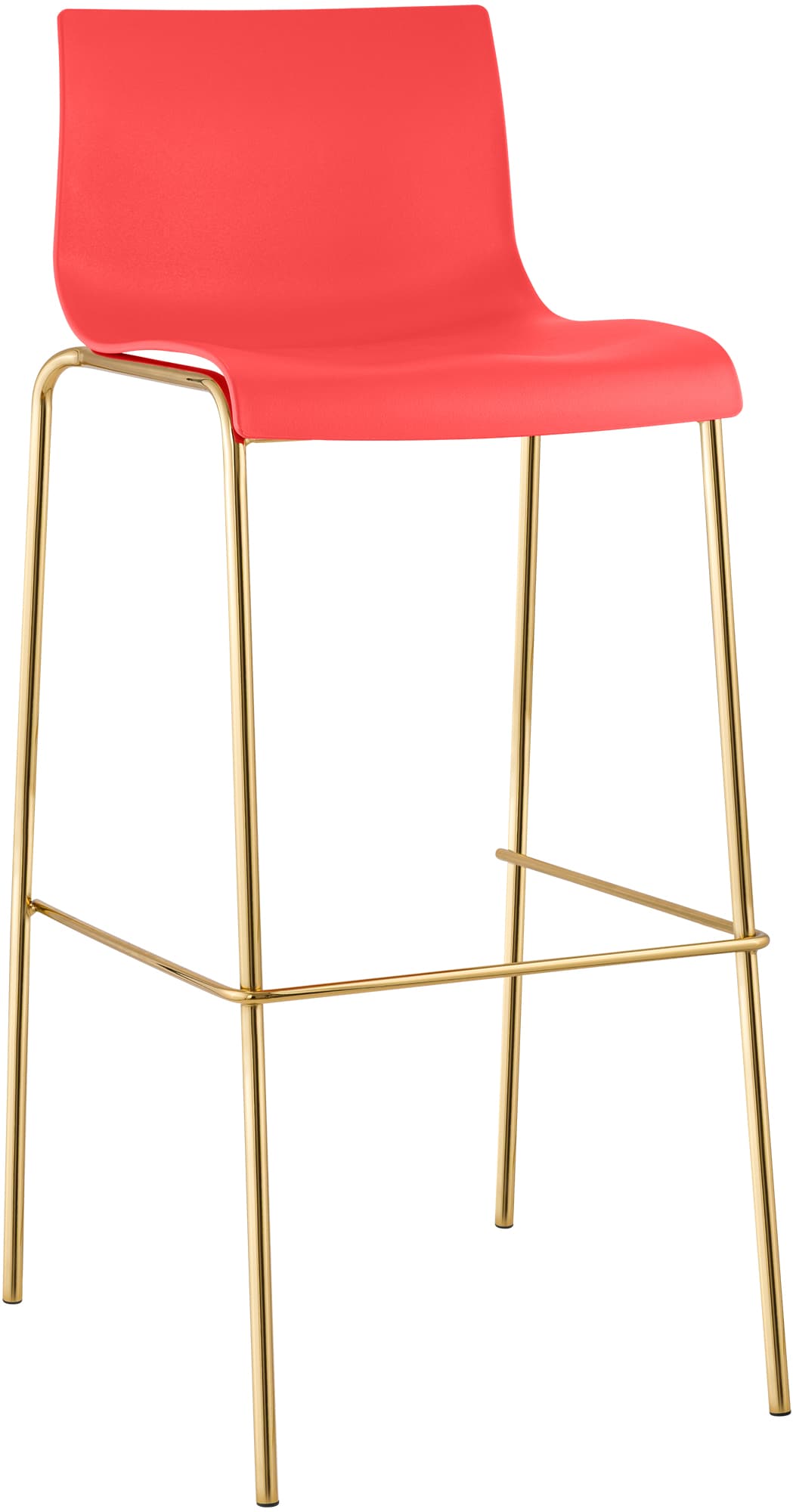 Hover bar stool, plastic, four-legged frame, gold