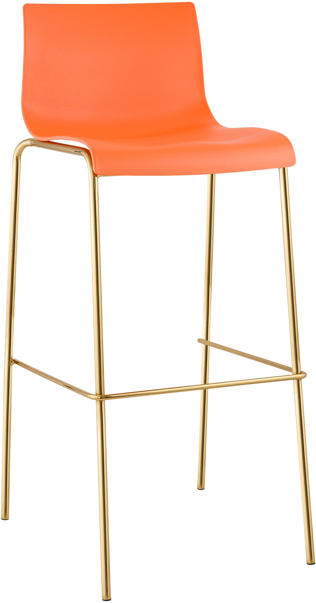 Hover bar stool, plastic, four-legged frame, gold