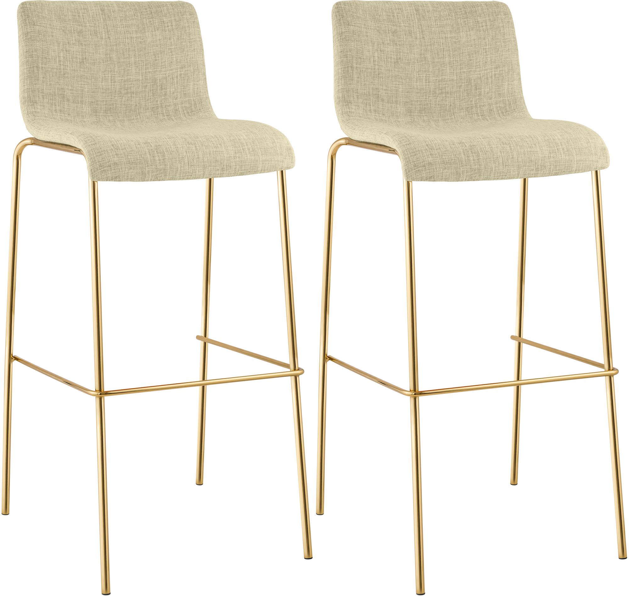 2er Set Barhocker Hover Stoff Vierfußgestell Gold