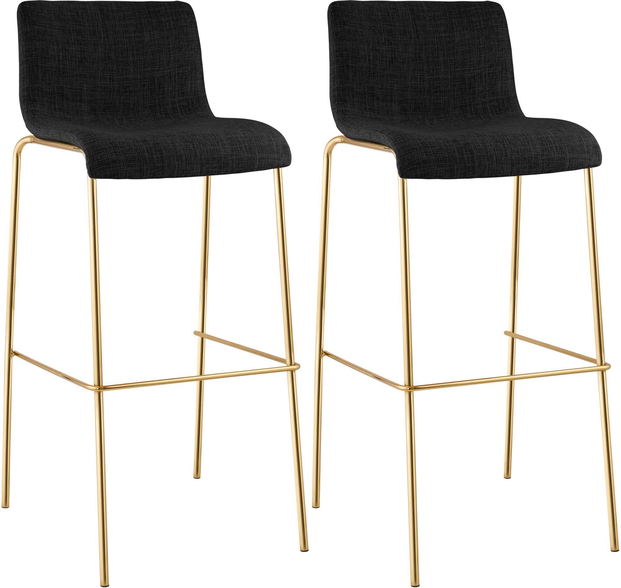 2er Set Barhocker Hover Stoff Vierfußgestell Gold