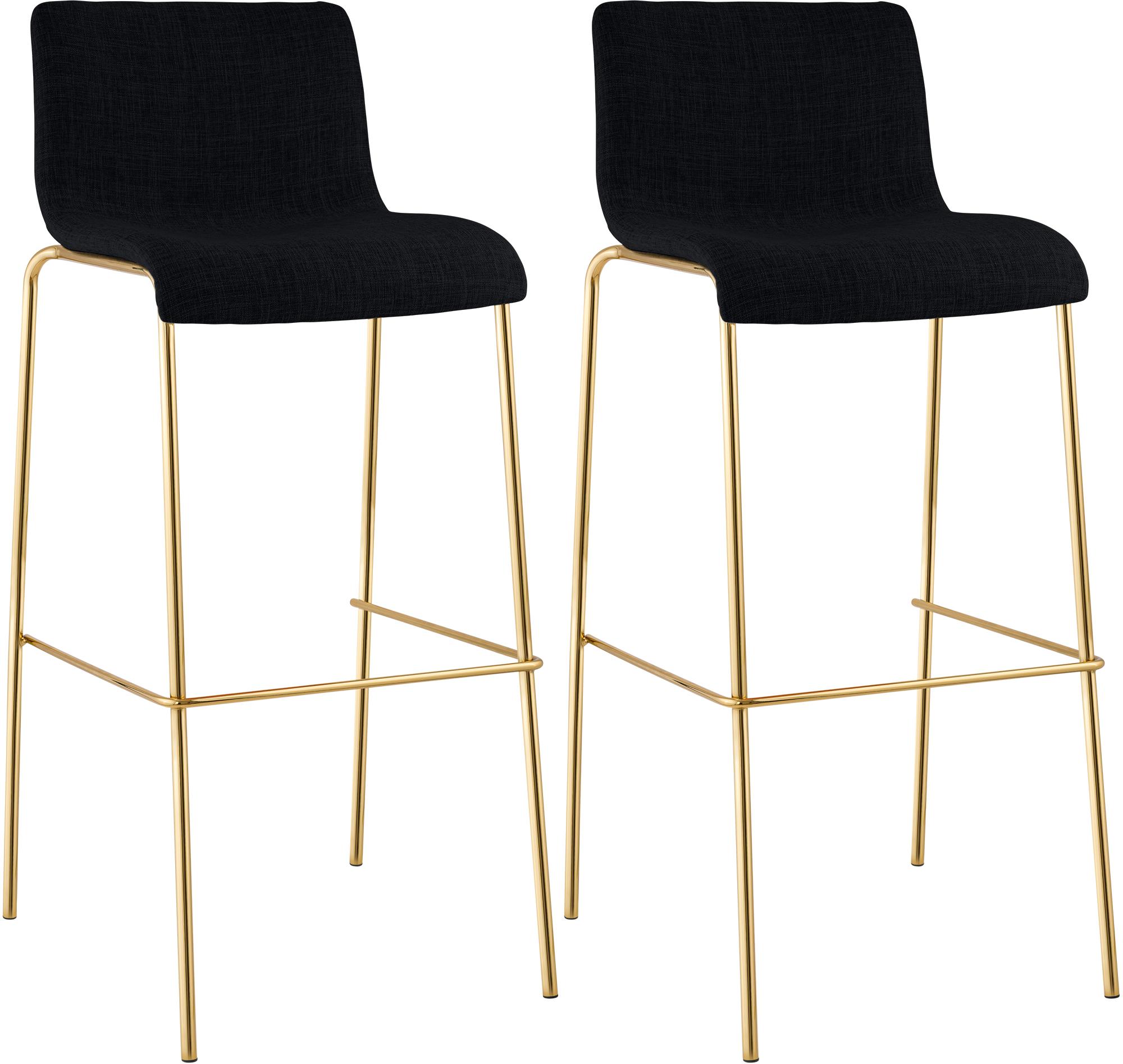2er Set Barhocker Hover Stoff Vierfußgestell Gold