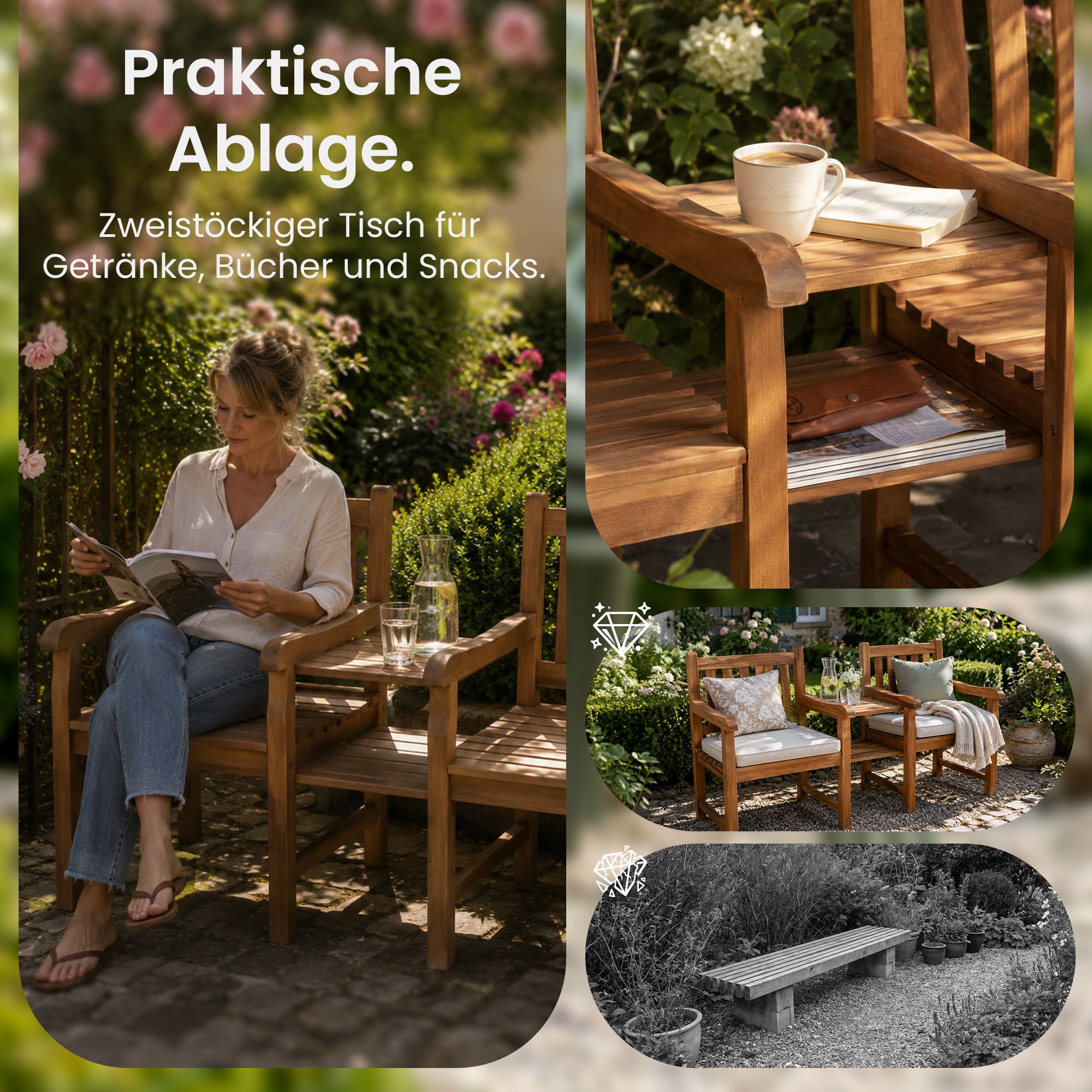Teakbank Briony mit Tisch