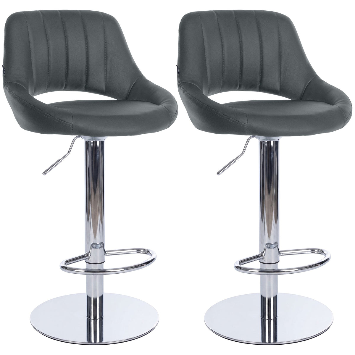 2er Set Barhocker Milet Chrom mit extra schweren Standfüßen