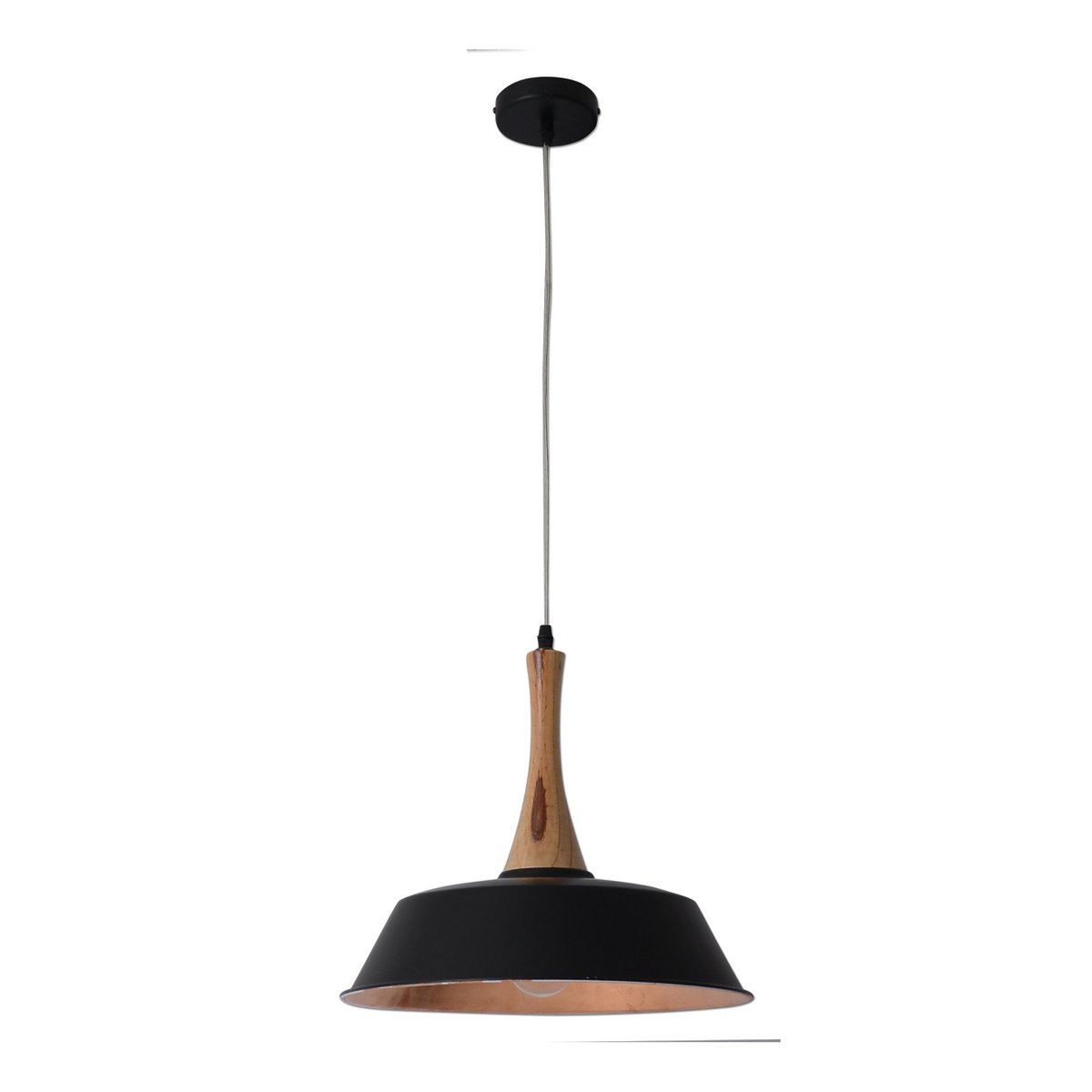 Pendant light "CULUM" Ø 36cm made of metal in black and copper, with wood, E27