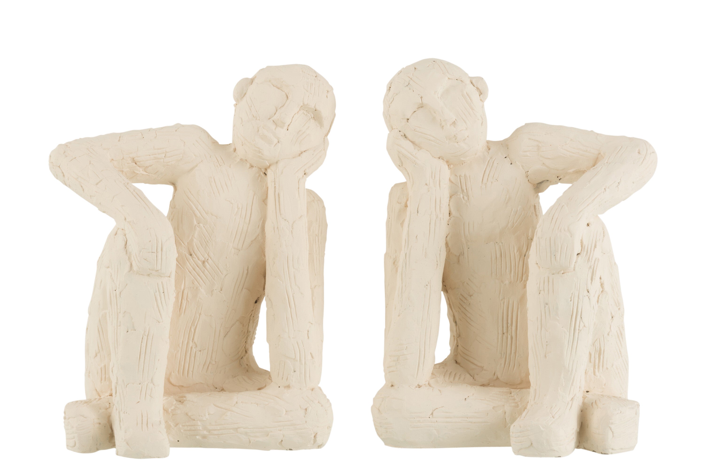 Weiße Zement Buchstützen Figuren im 2er Set