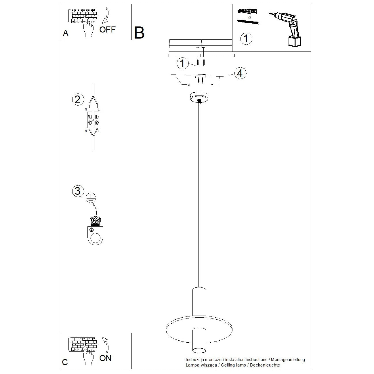 Pendelleuchte PELTA 1 schwarz/beige