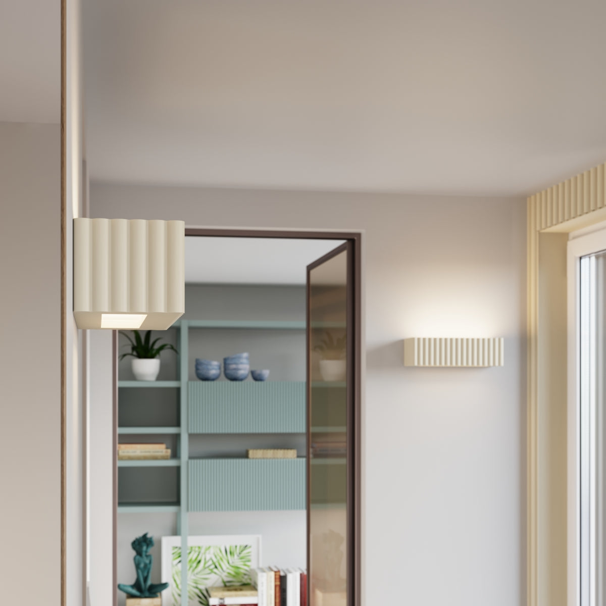 Wandleuchte Keramik RIGATA beige