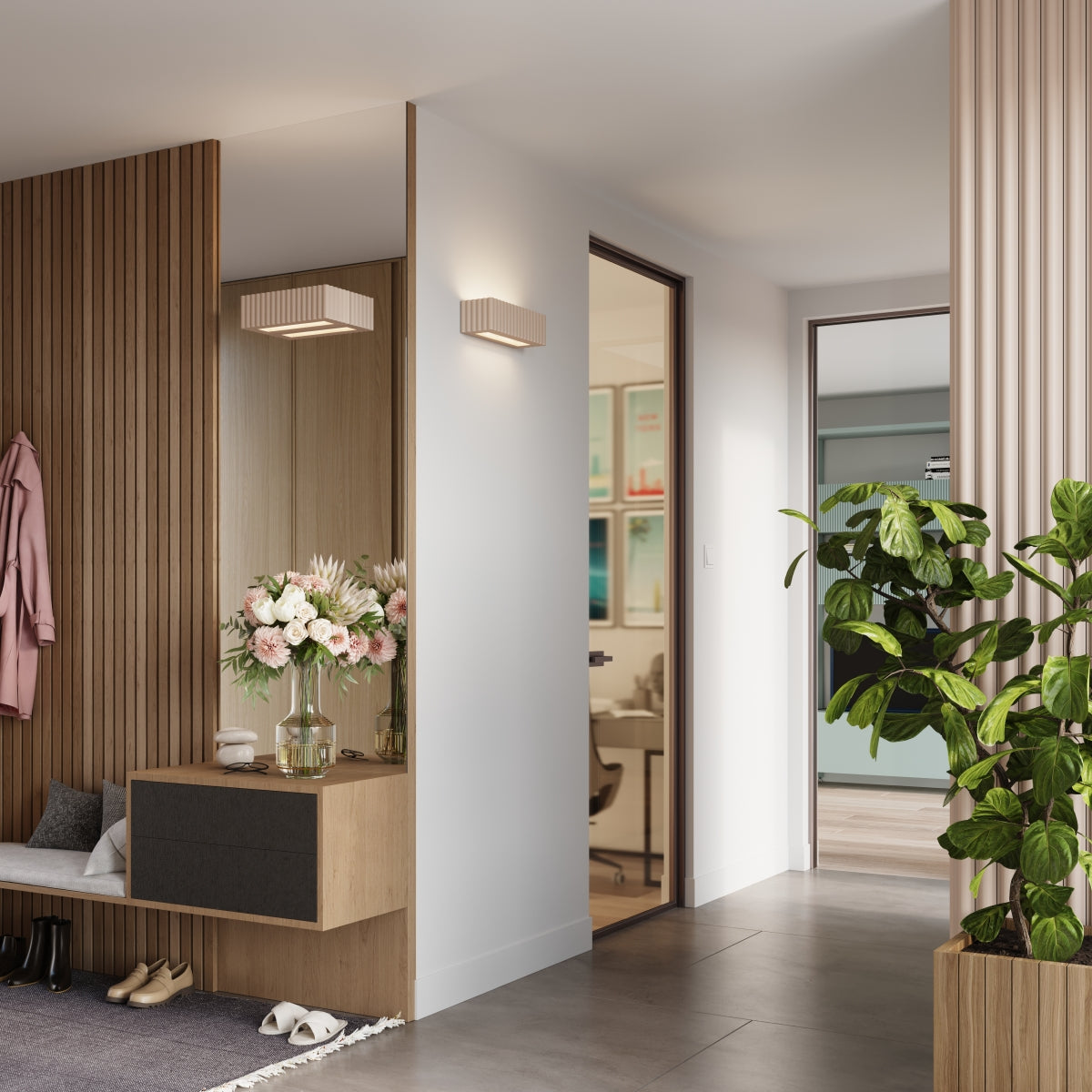 Wandleuchte Keramik RIGATA taupe