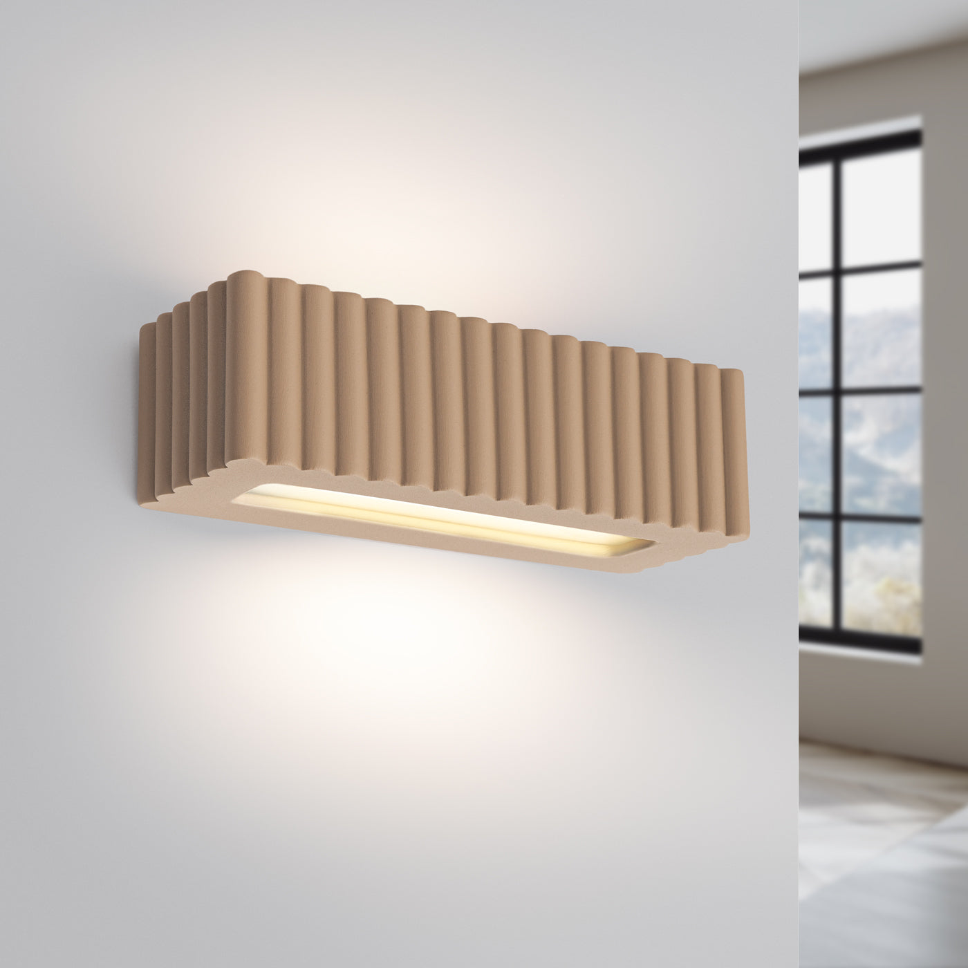 Wandleuchte Keramik RIGATA taupe