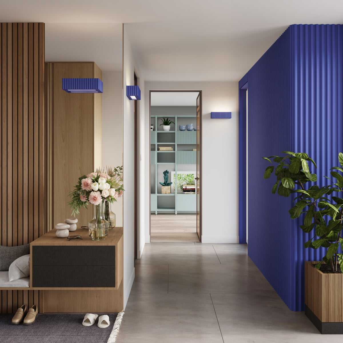 Wandleuchte Keramik RIGATA ultramarin