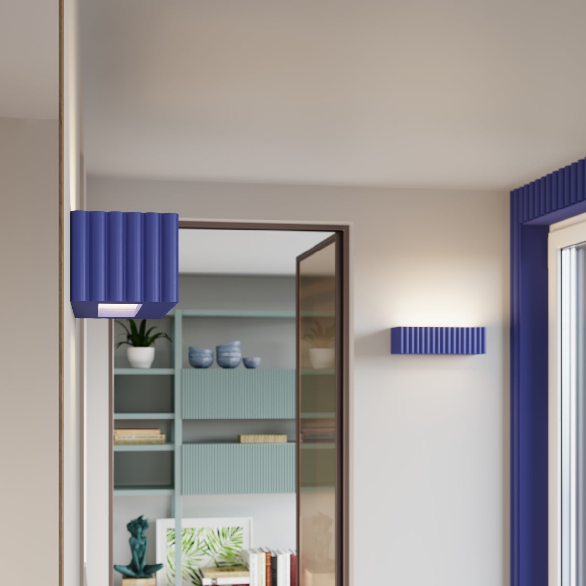 Wandleuchte Keramik RIGATA ultramarin