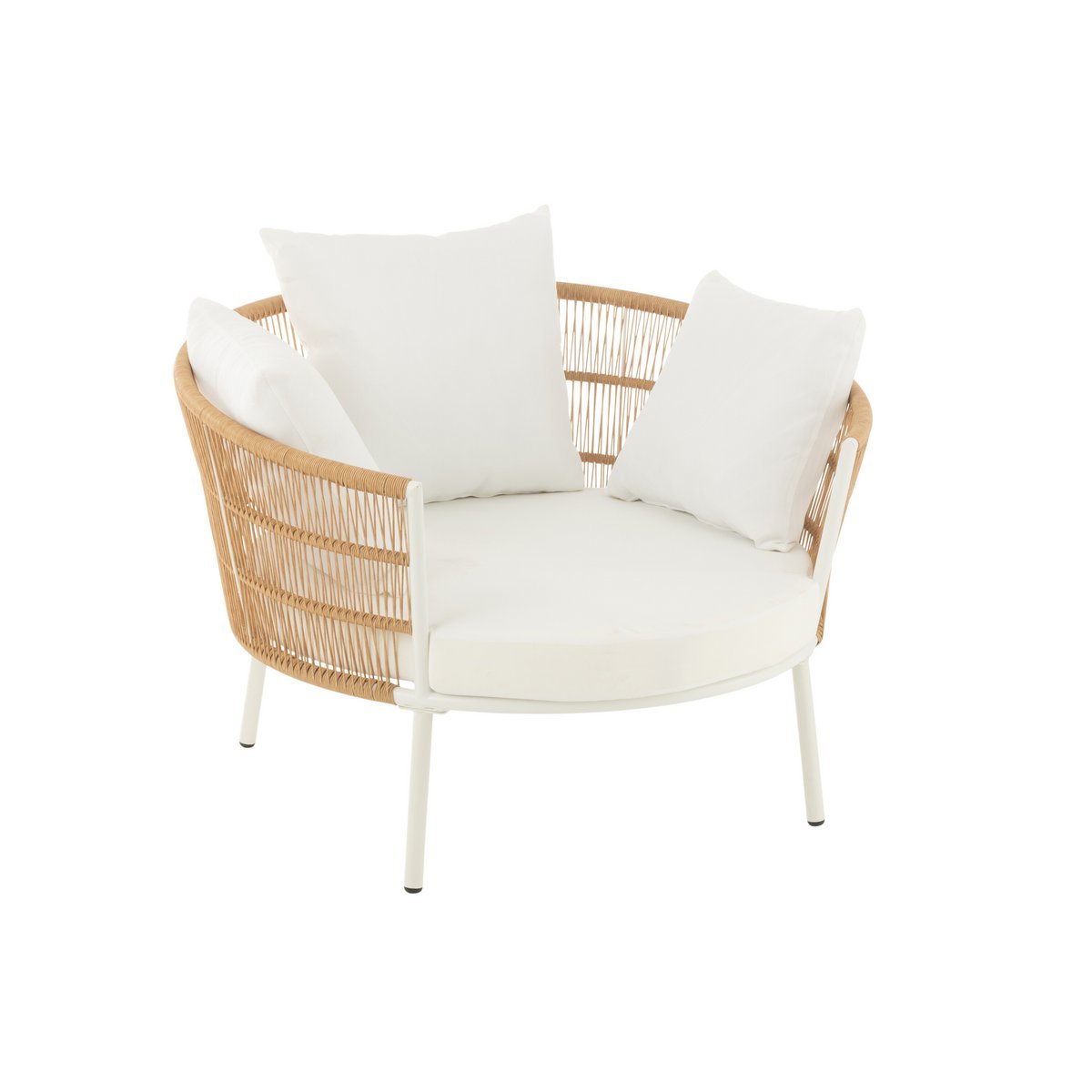 Lounge Sessel Joa Rattanoptik naturweiß für Garten Terrasse Balkon