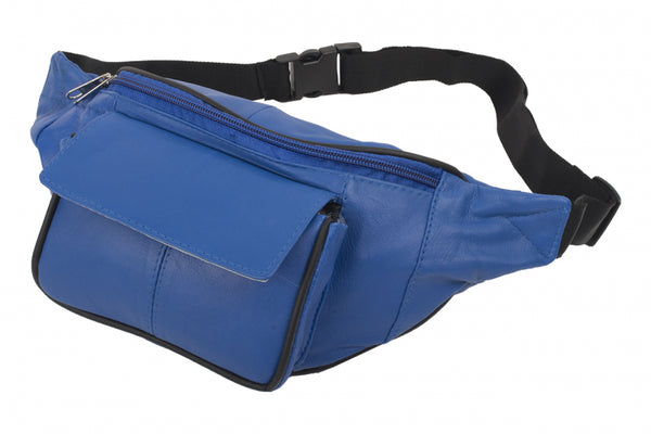 Blue Generation bum bag made of nappa leather – blue with front pocket