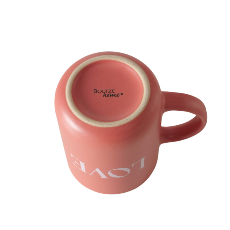 Jumbo Mok Love Set van 2 Keramiek 420 ml romantisch roze en rood