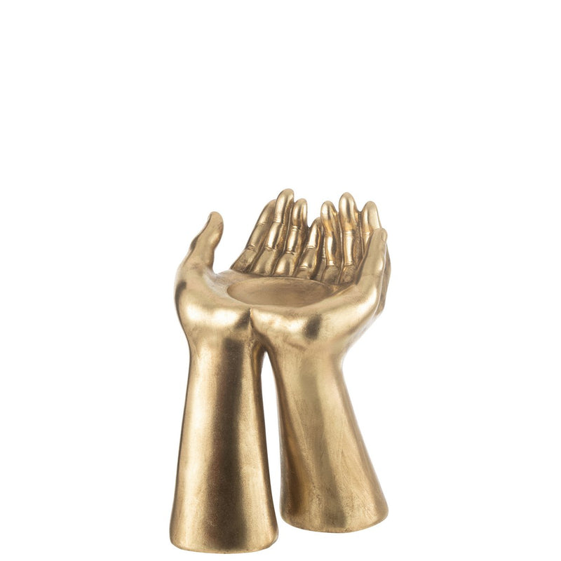 Candle holder hands made of resin in gold
