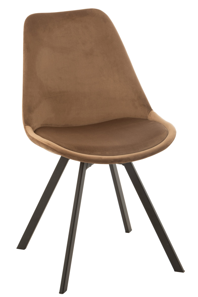 2er Set Stuhl Helene aus Textil mit Metallfüßen in Braun, Dunkelbraun oder Beige