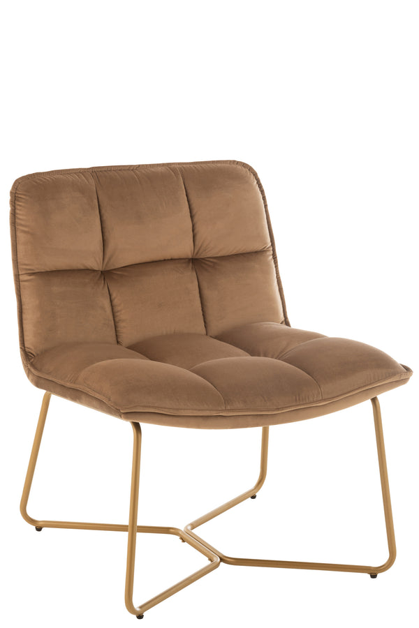 Set van 2 loungestoelen Lisa - modern design, metalen frame, comfortabele stoffen zitting in bruin