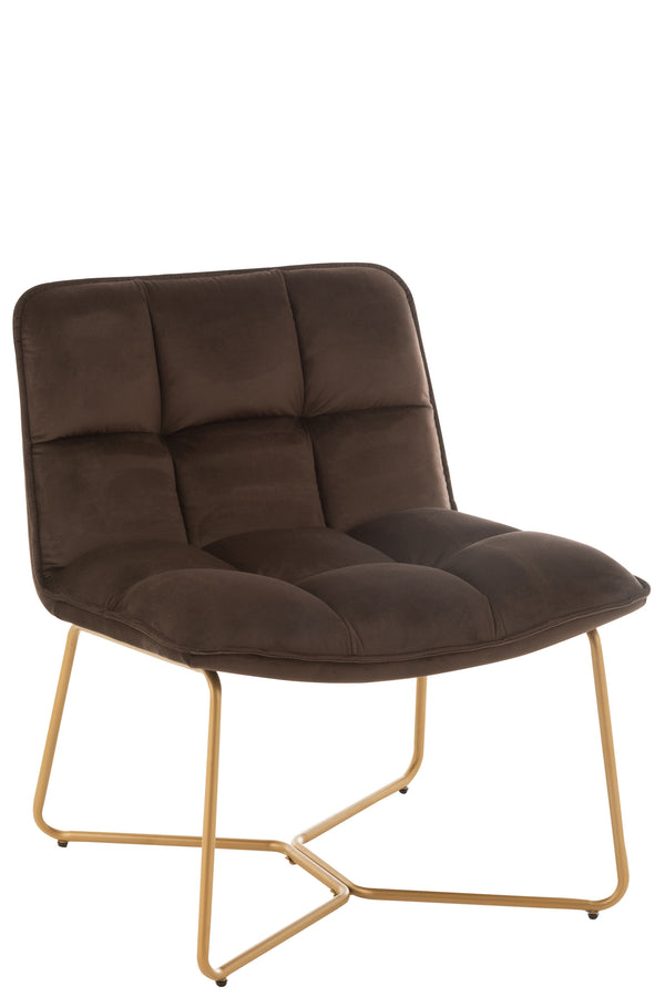2er Set Lounge Stuhl Lisa - Modernes Design, Metallgestell, Bequemer Textilsitz in Dunkel Braun