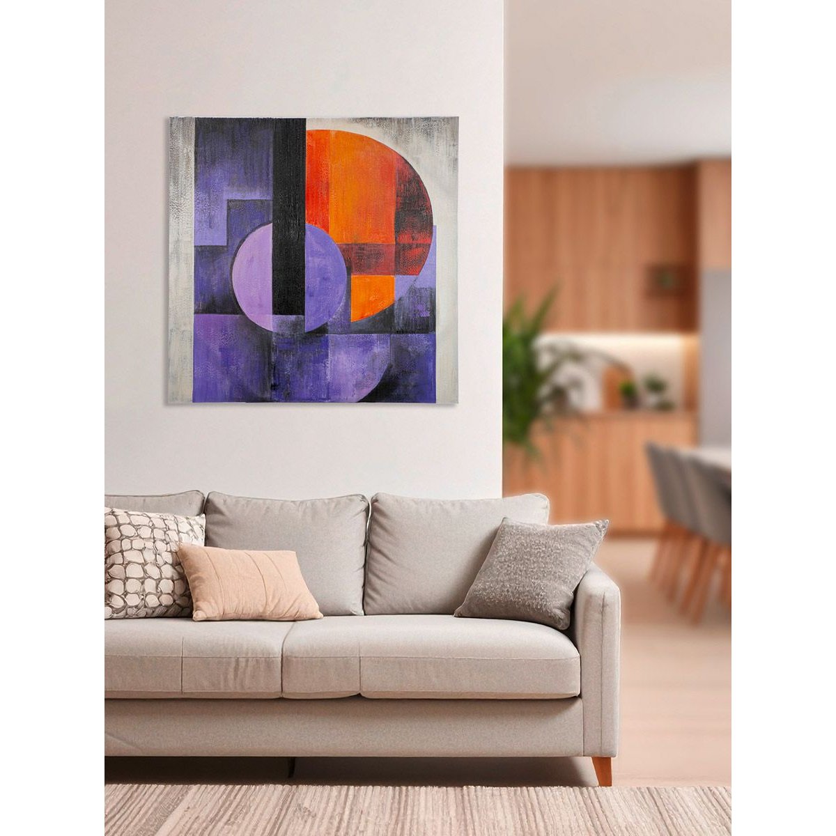 Wandbild Clune Geometrisch Lila Orange Leinwand 100x100cm