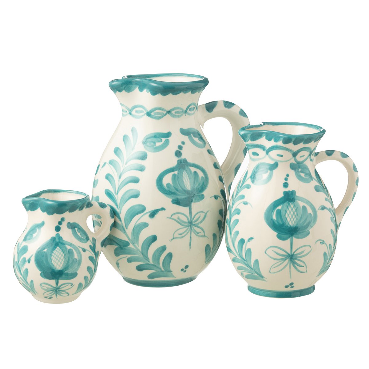 J-Line-Krug Granada Keramik Weiß/Aqua groß