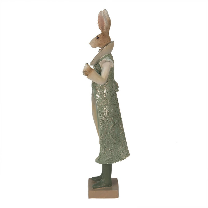Decorative Statue Rabbit Green, Brown, Beige 11x8x33 cm