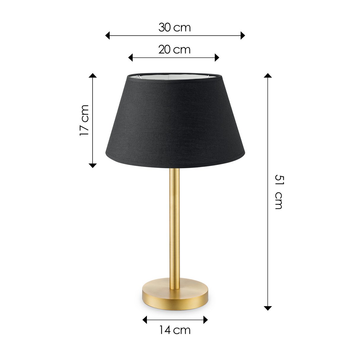 Tischleuchte Largo - E27 Messing schwarz 30cm