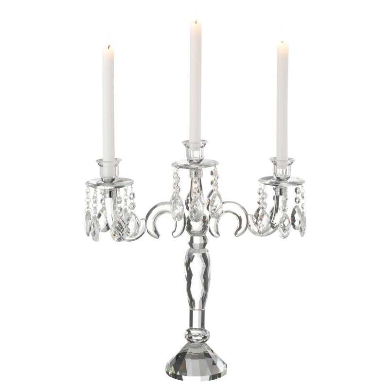 Kaarshouder kristal 3-armig transparant voor elegante tafeldecoratie
