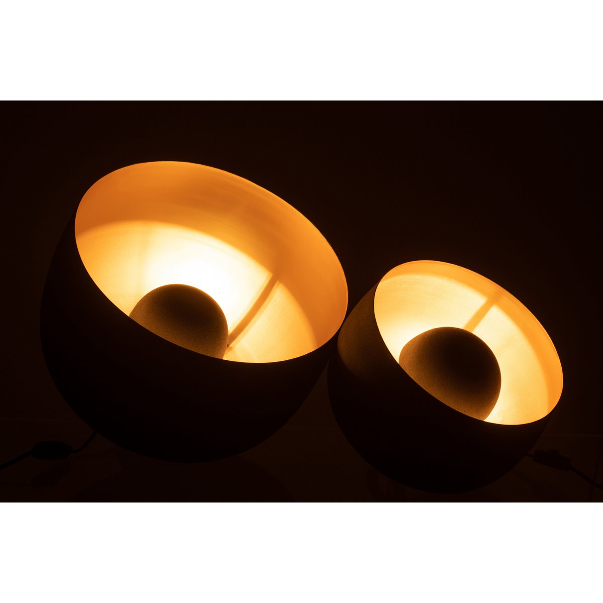 Tischlampe rund - Metall - Schwarz/Gold - groß